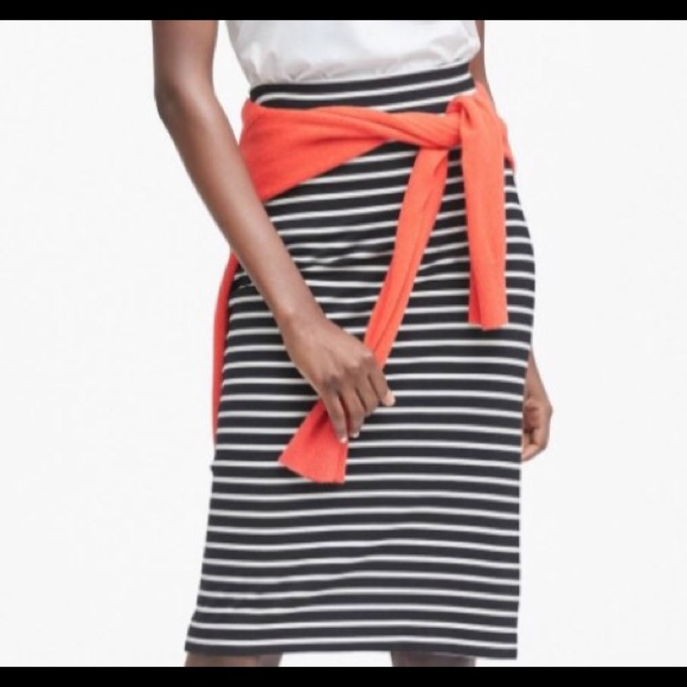 Banana Republic Stripe Ponte Pencil Skirt Blue 4